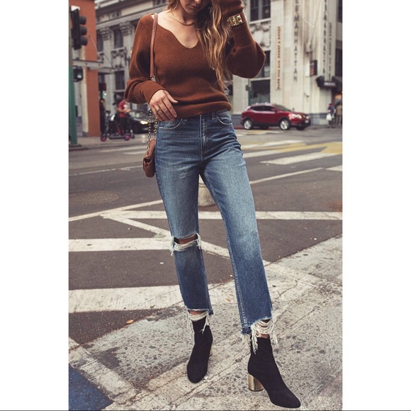 🔥HOST PICK🔥 Charity High-Rise Distressed Hem Straight Denim - Picture 5 of 11